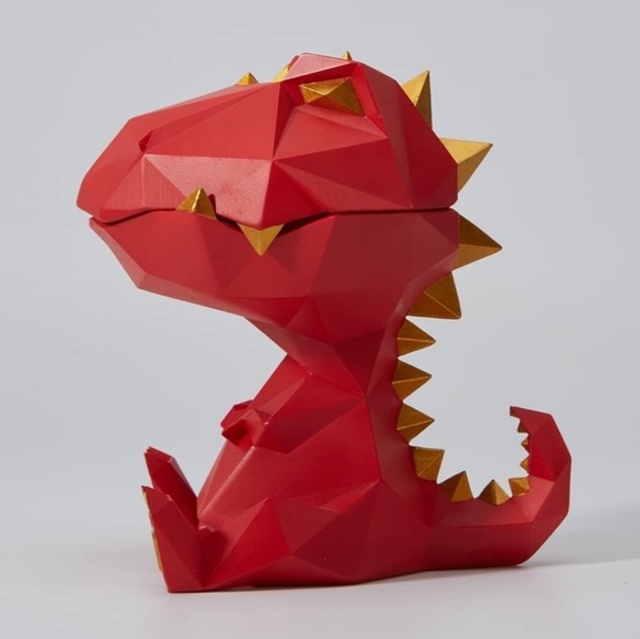 Red Geometric Dinosaur Key Holder - Picture 6 of 7